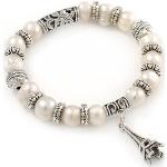 Bracelets de perles Avalaya argentés en métal à perles Tour Eiffel look casual pour femme 