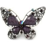 Bagues Avalaya argentées en cristal à strass à motif papillons en argent look fashion pour femme 
