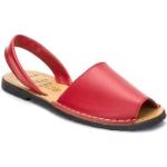 Sandales rouges en cuir en cuir Pointure 41 avec un talon jusqu'à 3cm pour femme en promo 