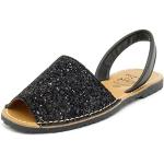 Sandales noires en cuir à paillettes en cuir Pointure 36 look fashion pour femme 