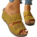 Sandales à talons jaunes à bouts ouverts pour pieds larges Pointure 39 look fashion pour femme 