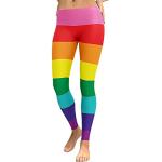Leggings imprimés multicolores à rayures en polyester à motif licornes Tailles uniques look fashion pour femme 