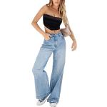 Pantalons taille haute bleus en denim Taille L look Hip Hop pour femme 