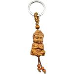 Porte-clés marron en bois à motif Bouddha look fashion 