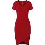 Robes de soirée courtes rouge bordeaux à manches courtes Taille 3 XL look fashion pour femme 