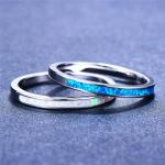Bagues opale de mariage bleues en acier classiques pour femme 