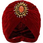 Turbans de mariage Babeyond rouge bordeaux à volants Tailles uniques look fashion pour femme en promo 
