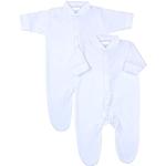 BabyPrem Prématuré Bébé Pyjama Grenouillères Uni Manches Longues Blanc 44-50