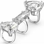 Bagues 3 anneaux de créateur Swarovski argentées en cristal pour femme 