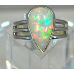 Bagues opale argentées en argent fait main 