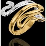Bagues Edenly Balade Imaginaire blanches en or jaune à motif serpents en diamant pour femme en promo 