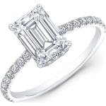 Bagues de fiançailles en diamant argentées en or 14 carats Halo personnalisés 