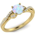 Bagues opale de mariage blanches en or 14 carats personnalisés pour femme 