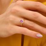 Bagues violet lavande en cristal à motif fleurs de fiançailles solitaire 14 carats look fashion pour femme 