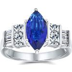 Bagues Bling Jewelry bleues en argent de fiançailles solitaire personnalisés art déco pour femme 