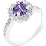 Bagues de fiançailles en diamant violet lavande en argent à motif fleurs Halo look chic 