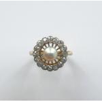 Bagues de fiançailles en diamant pour la Saint-Valentin dorées en or à perles 18 carats romantiques 