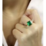 Bagues vert émeraude en or de fiançailles 24 carats gravés pour femme 