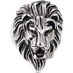 Bagues jonc gris acier en acier à motif lions look fashion pour homme 