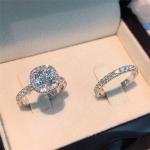 Bagues de mariage argentées en argent en diamant look fashion 