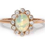 Bagues opale argentées en or 14 carats personnalisés pour femme 