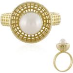 Bagues Juwelo blanches en or jaune à perles en perle 9 carats pour femme en promo 