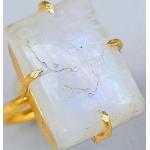 Bagues pierre de lune de mariage dorées en or 18 carats pour femme 