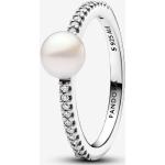 Bagues Pandora Timeless blanches en argent à perles en perle look fashion pour femme 