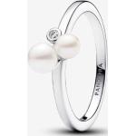 Bagues Pandora Timeless blanches en argent à perles en perle look fashion pour femme 