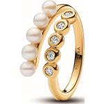 Bagues Pandora blanches en métal à perles en perle look fashion pour femme 