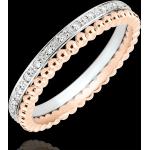 Alliances en diamant Edenly Fleur de Sel blanches en or rose à perles classiques pour femme en promo 
