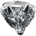 Bagues argentées en acier à motif loups en argent look gothique 