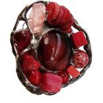 Bagues rouge rubis en argent à perles en perle 