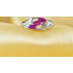 Bagues de fiançailles en diamant argentées en argent avec rubis classiques 
