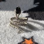 Bagues argentées en cristal à motif serpents amethyste personnalisés pour femme 
