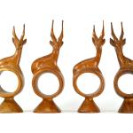 Bagues vintage marron en bois à motif animaux 