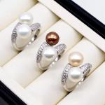 Bagues argentées en argent à perles en perle pour femme en promo 