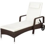 Bain de soleil transat meuble jardin métal 6 positions avec roulettes noir/marron 2208055