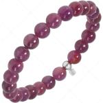 Bracelets de perles rose fushia en cristal à perles avec rubis pour femme 