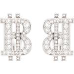 Boucles d'oreilles de créateur Balenciaga argentées en cristal en argent pour femme 