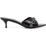 Sandales à talons de créateur Balenciaga noires à motif animaux à bouts ouverts Pointure 40 pour femme en promo 