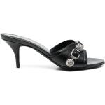 Sandales à talons de créateur Balenciaga noires à clous à motif animaux éco-responsable à bouts ouverts Pointure 39 pour femme 