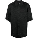 Chemises unies de créateur Balenciaga noires à effet froissé en viscose à motif animaux éco-responsable à manches courtes pour homme 