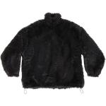 Manteaux en fourrure de créateur Balenciaga noirs en fourrure éco-responsable à manches longues à col montant Taille XS pour femme 