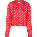 Pulls jacquard de créateur Balenciaga rouges à logo en coton mélangé à motif animaux à manches longues à col rond pour femme en promo 