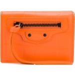 Portefeuilles de créateur Balenciaga orange en cuir zippés pour femme en promo 