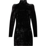Robes de cocktail de créateur Balenciaga noires en velours à manches longues à col roulé Taille XS pour femme 