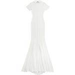 Robes courtes de soirée de créateur Balenciaga blanches en coton mélangé à manches courtes pour femme 