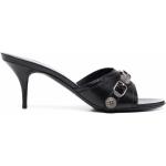 Sandales à talons de créateur Balenciaga noires à motif animaux à bouts ouverts Pointure 41 pour femme 