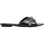 Sandales à talons de créateur Balenciaga noires en cuir à motif animaux à bouts ouverts Pointure 41 pour femme 
